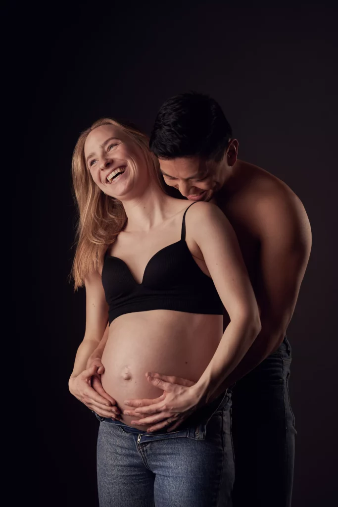 gravidfotografering med far